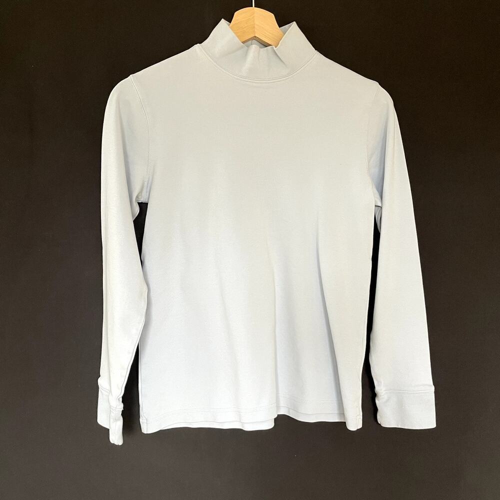 Lands' End soft light blue relaxed fit turtleneck sweater women's size XS cotton
